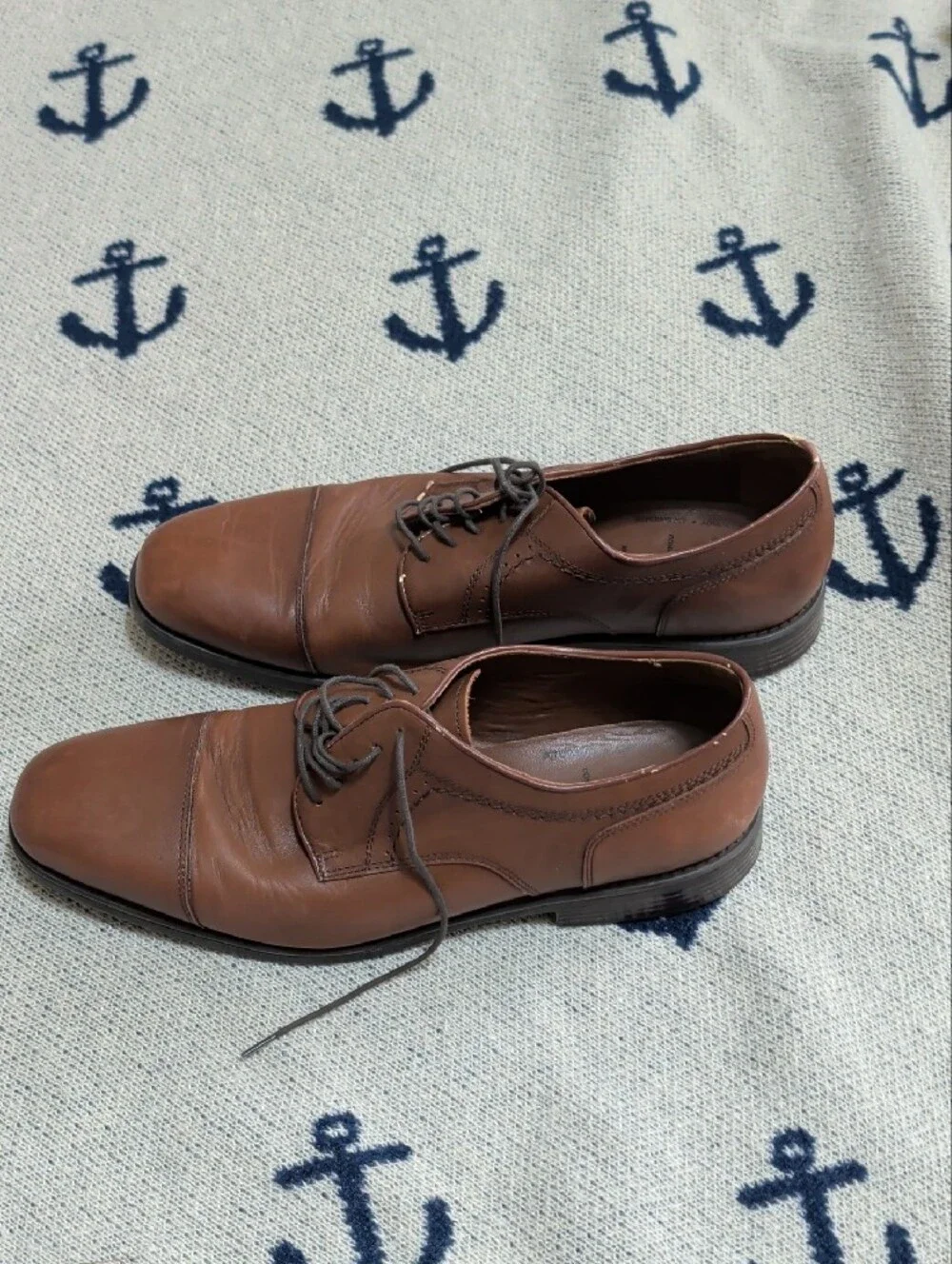 Johnston & Murphy Brown Leather Cap-Toe Derby Shoes - XC4 Size 13D